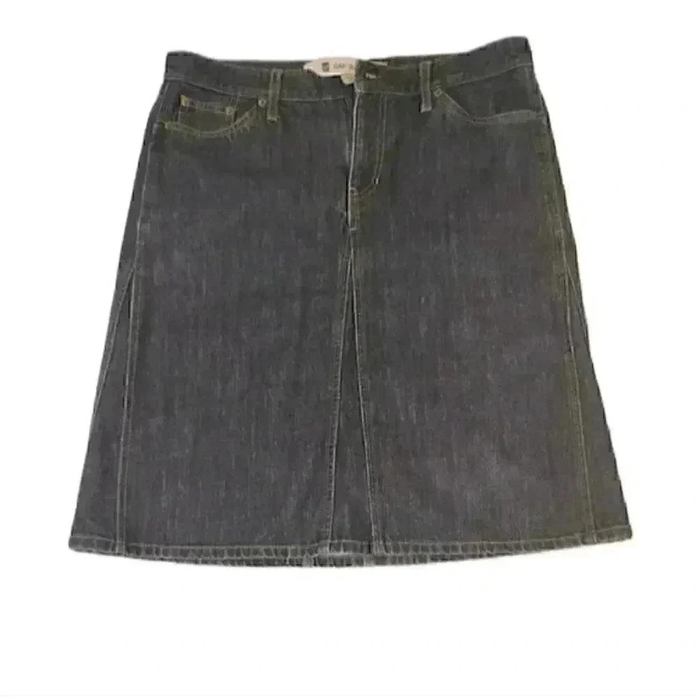 Vintage Gap Jean Skirt - 32" low rise waist, size 10 - Blue Cotton Denim